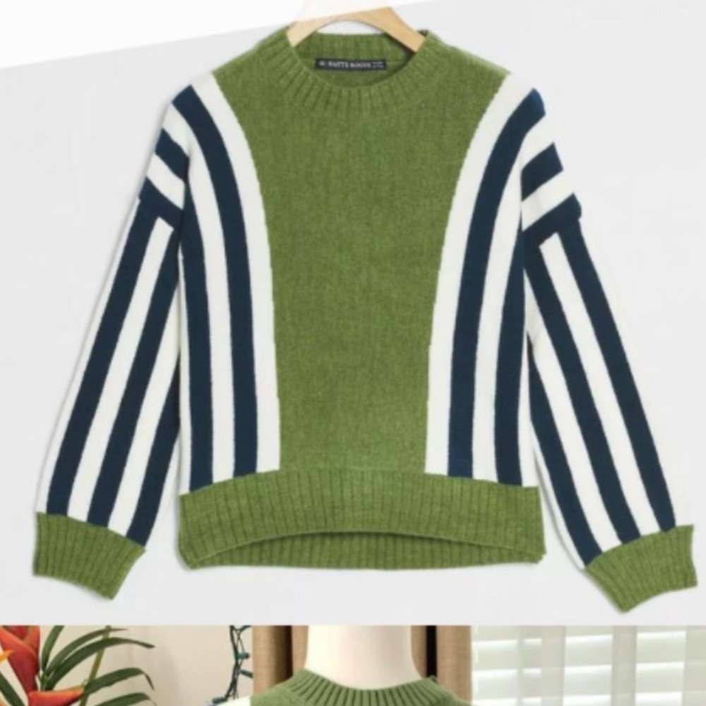 New Lucy and Dity blue white striped Anthropologie Dusen sweater